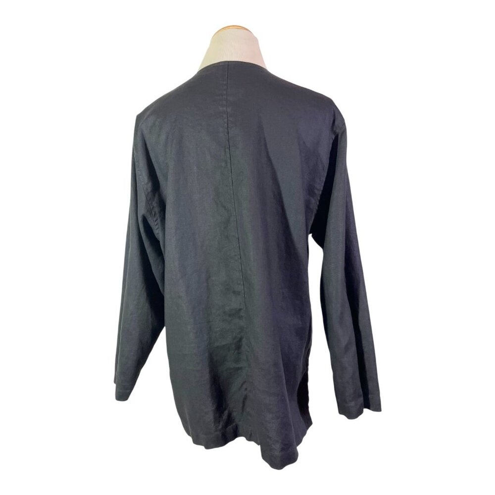 David Dart Size S Button-Front Black Linen Jacket… - image 7